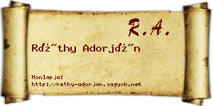 Réthy Adorján névjegykártya
